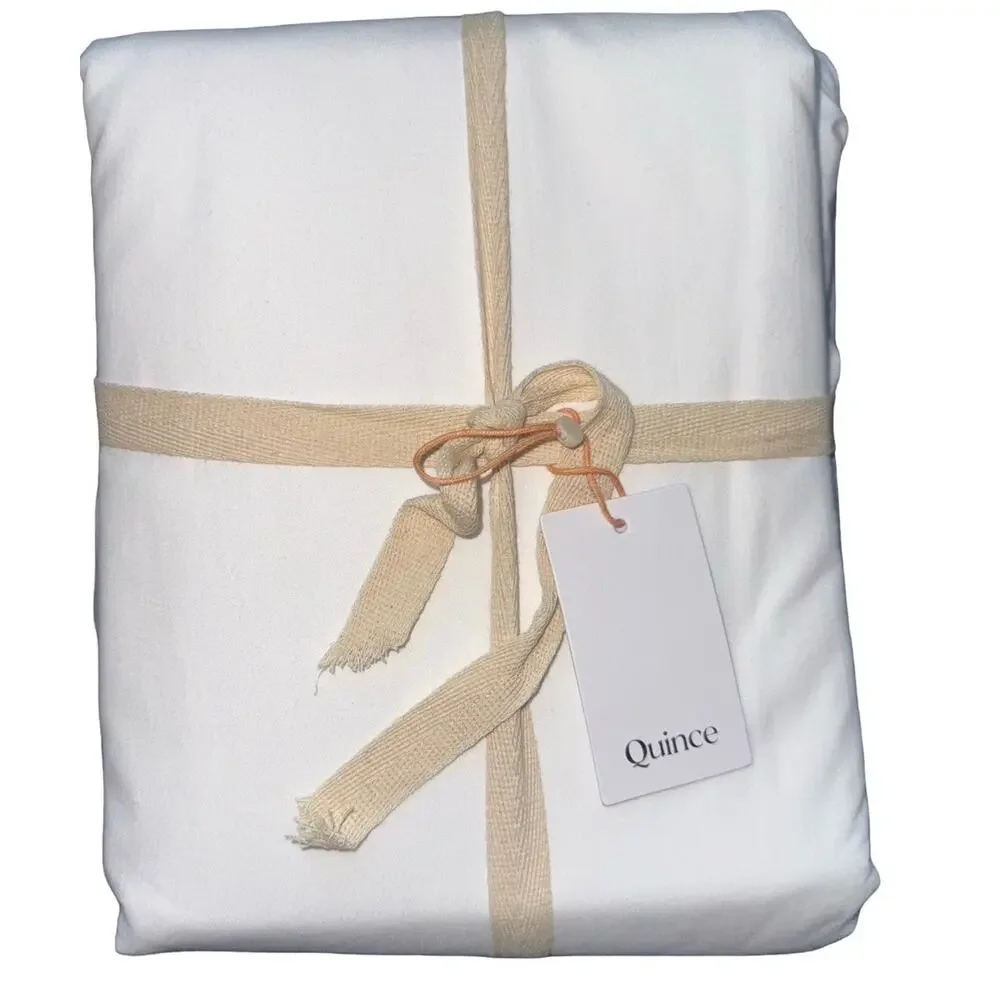 Quince Organic Cotton Percale Duvet Cover White Full/Queen 88x92 NWT